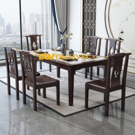 Bộ Bàn Ăn Kiểu Trung Hoa Cổ Điển Chất Gỗ Tự Nhiên Chống Mối Mọt