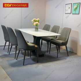 Bộ Bàn Ăn Mặt Đá Chân Sắt Hiện Đại Cho Chung Cư Nhà Phố