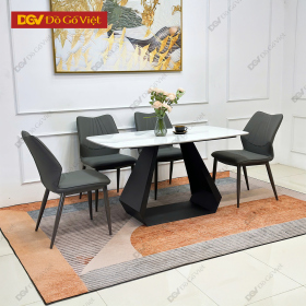 Bộ Bàn Ăn Mặt Đá Chân Tam Giác Hiện Đại 4 Ghế Đẹp