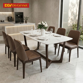 Bộ Bàn Ăn Mặt Đá Hiện Đại Gỗ Tự Nhiên Đẹp