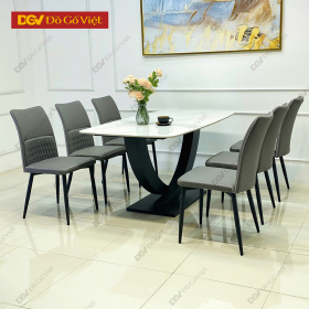 Bộ Bàn Ăn Mặt Đá Nhập Khẩu Chân Chữ U Hiện Đại