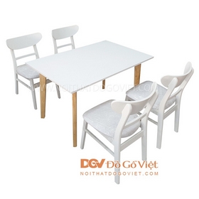 Bộ Bàn Ăn Mini Hiện Đại Màu Trắng 1m2 4 Ghế