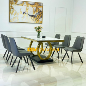 Bộ Bàn Ăn Nhập Khẩu Đá Cẩm Thạch Double Q Hiện Đại Đẹp Rẻ