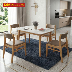 Bộ Bàn Ăn Nhỏ Mặt Giả Đá Ghế Tựa Lưng Mặt Nệm 4 Ghế Giá Tốt