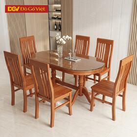 Bộ Bàn Ăn Oval Gỗ Sồi 1m6 6 Ghế Cho Gia Đình Đẹp Giá Rẻ