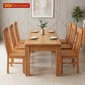 Bộ Bàn Ghế Ăn Gõ Đỏ Bộ 6 Ghế Nan Đơn Giản Giá Bình Dân