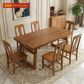 Bộ Bàn Ghế Ăn Gỗ Gõ Đỏ Chân Chữ A Ghế Tựa Lưng Cao Hiện...
