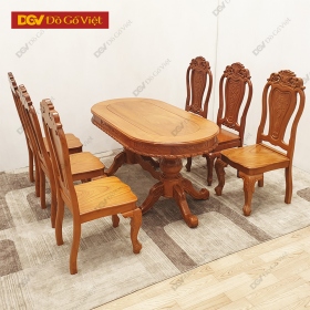 Bộ Bàn Ghế Ăn Gỗ Nhóm 1 Gõ Đỏ 1m6 6 Ghế Đẹp Giá Rẻ