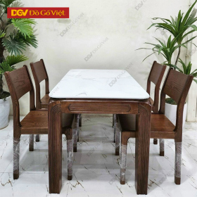 Bộ Bàn Ghế Ăn Hiện Đại 4 Ghế Mặt Đá Màu Óc Chó Đẹp