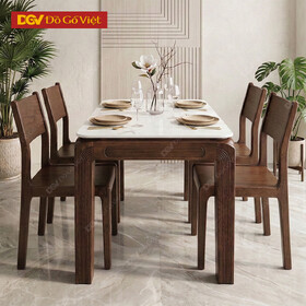 Bộ Bàn Ghế Ăn Hiện Đại 4 Ghế Mặt Đá Màu Óc Chó Đẹp
