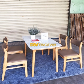 Bộ Bàn Ăn Nhỏ Mặt Giả Đá Ghế Tựa Lưng Mặt Nệm 4 Ghế Giá Tốt