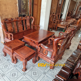 Bộ Bàn Ghế Gỗ Cẩm Lai Việt 100% Tay 12 6 Món Cực Chất