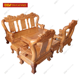Bộ Bàn Ghế Gỗ Đẹp Gỗ Gõ Đỏ Chạm Nghê Tay 12 6 Món