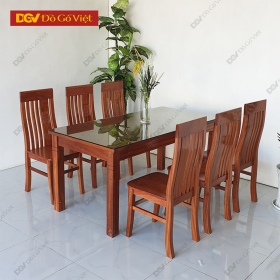 Bộ Bàn Ghế Phòng Ăn Khung Tranh Gỗ Xoan Đào 1m6 6 Ghế Giá Rẻ