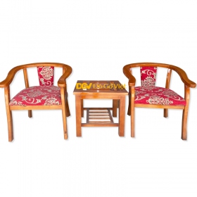 Bộ Bàn Ghế Phòng Ngủ Hiện Đại Gỗ Sồi Nga Tay Cong Màu Nâu Đẹp