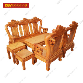 Bộ Bàn Ghế Salon Gõ Đỏ Chạm Nghê Tay 10 6 Món