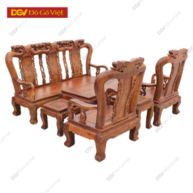 Bộ Bàn Ghế Salon Gỗ Hương Chạm Tứ Quý Tay 10 6 Món