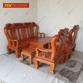 Bộ Bàn Ghế Salon Gỗ Hương Đá Chạm Đào Tay 12 6 Món