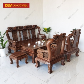 Bộ Bàn Ghế Salon Mun Đuôi Công Chạm Đào Tay 12 6 Món Đẹp Mới 2025