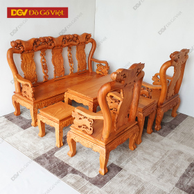 Bộ Bàn Ghế Salon Nhỏ Gỗ Gõ Đỏ Chạm Đào Tay 8 6 Món Giá Rẻ