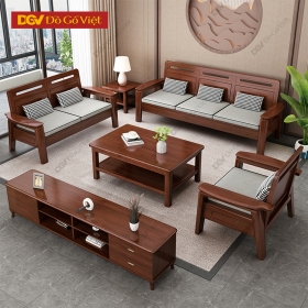 Bộ Bàn Ghế Sofa Đối 5 Món Gỗ Căm Xe Tự Nhiên Đơn Giản Đẹp
