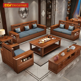Bộ Bàn Ghế Sofa Đối Gỗ Căm Xe Đẹp Cho Phòng Khách Lớn