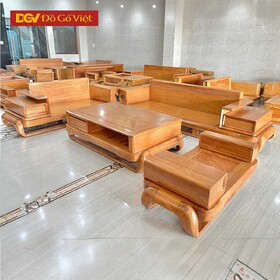 Bộ Bàn Ghế Sofa Gỗ Gõ Đỏ 2 Văng 4 Món Cho Phòng Khách Lớn