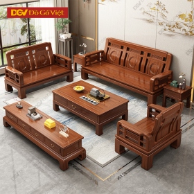 Bộ Bàn Ghế Sofa Gỗ Gõ Đỏ 6 Món Lưng Cong Mẫu Mới Đẹp Rẻ