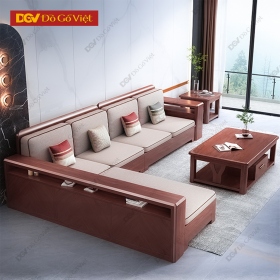 Bộ Bàn Ghế Sofa Góc Chữ L Gỗ Căm Xe Tay Vòm Hiện Đại Đẹp