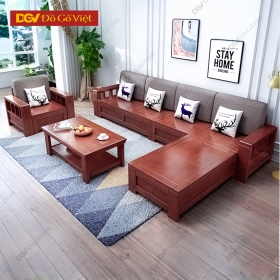 Bộ Bàn Ghế Sofa Góc Đối Gỗ Căm Xe Hiện Đại Đẹp Giá Rẻ