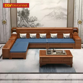 Bộ Bàn Ghế Sofa Góc L Gỗ Căm Xe Cao Cấp Thiết Kế Hoàng Gia