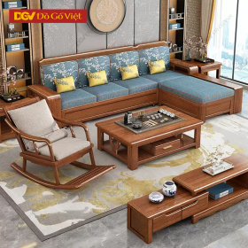 Bộ Bàn Ghế Sofa Góc L Gỗ Căm Xe Phong Cách Hoàng Gia