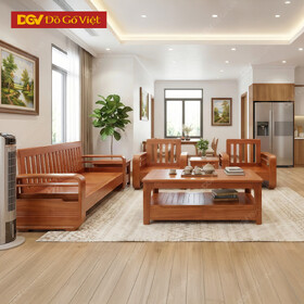 Bộ Bàn Ghế Xoan Đào Tay Cong Cho Phòng Khách Hiện Đại