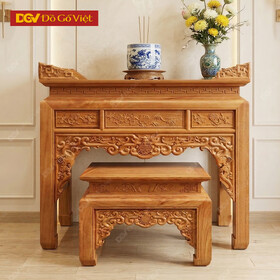 Bộ Bàn Thờ Án Gian Gỗ Gõ Đỏ Mẫu Như Ý 1m97