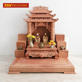 Bộ Bàn Thờ Thần Tài Và Bục Kệ Tam Cấp Gỗ Hương Cao Cấp