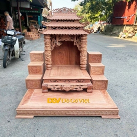 Bộ Bàn Thờ Thần Tài Và Bục Kệ Tam Cấp Gỗ Hương Cao Cấp