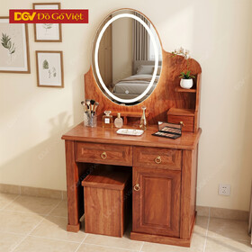 Bộ Bàn Trang Điểm Gỗ Hương Đá Gương Oval Viền Led Đẹp