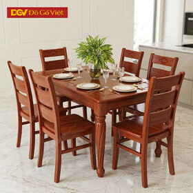 Bộ Ghế Bàn Ăn Gỗ Xoan Đào Tự Nhiên 100% 1m6 6 Ghế Cao Cấp