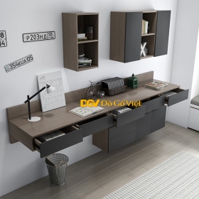 Bộ Bàn Làm Việc Treo Tường Kiểu Bắc Âu Gỗ MDF Lõi Xanh Đẹp