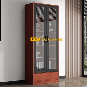 Bộ Kệ Tủ Sách Khung Gỗ Cánh Kính Đa Tầng Kiểu Hiện Đại