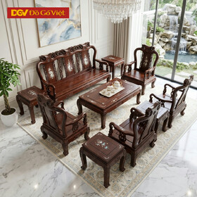 Bộ Salon Cẩm Lai 10 Món Khảm Ốc Biệt Thự Cao Cấp Sang Trọng
