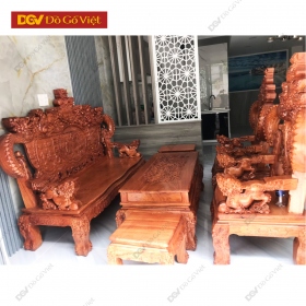 Bộ Salon Gỗ Hương Đá Chạm Nghê Tinh Xảo Tay 12 6 Món Đẹp Rẻ