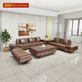 Bộ Sofa 2 Văng Chân Thuyền Màu Óc Chó Bọc Nệm Sang Trọng