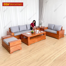 Bộ Sofa 2 Văng Gỗ Gõ Đỏ Chân Pháo Sang Trọng Cho Phòng Khách