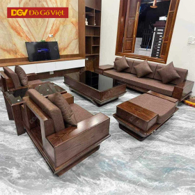 Bộ Sofa Đối Chân Thuyền Màu Nâu Óc Chó Hiện Đại Cao Cấp
