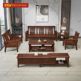 Bộ Sofa Đối Hiện Đại Gỗ Căm Xe Tự Nhiên 5 Món Đơn Giản Đẹp