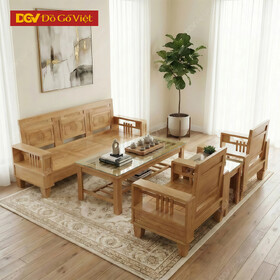 Bộ Sofa Đối Phòng Khách Gỗ Sồi Nga 5 Món Đẹp Giá Tốt