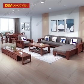 Bộ Sofa Gỗ Căm Xe Góc L Đối 4 Món Gỗ Căm Xe Đẹp Rẻ