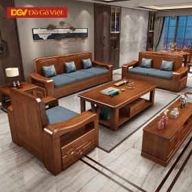 Bộ Sofa Gỗ Căm Xe Màu Tự Nhiên Kiểu Đối 5 Món Đẹp Giá Rẻ