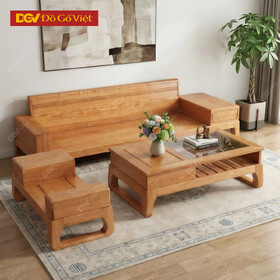 Bộ Sofa Gỗ Sồi Nga Chân Quỳ Cong Hiện Đại Cho Phòng Khách